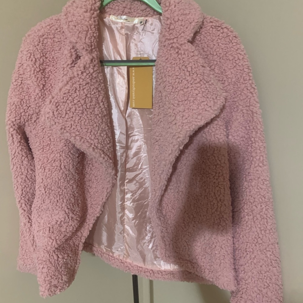 Pink faux fur jacket